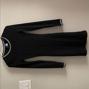 H&M long sleeve black rib knit dress